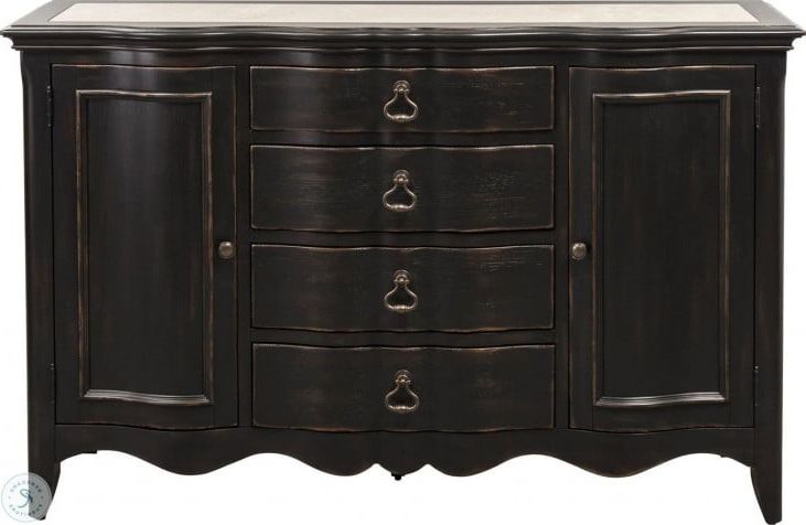 Popular Marple 42" Wide 2 Drawer Servers Throughout Chesapeake Antique Black Server From Liberty (View 7 of 20)