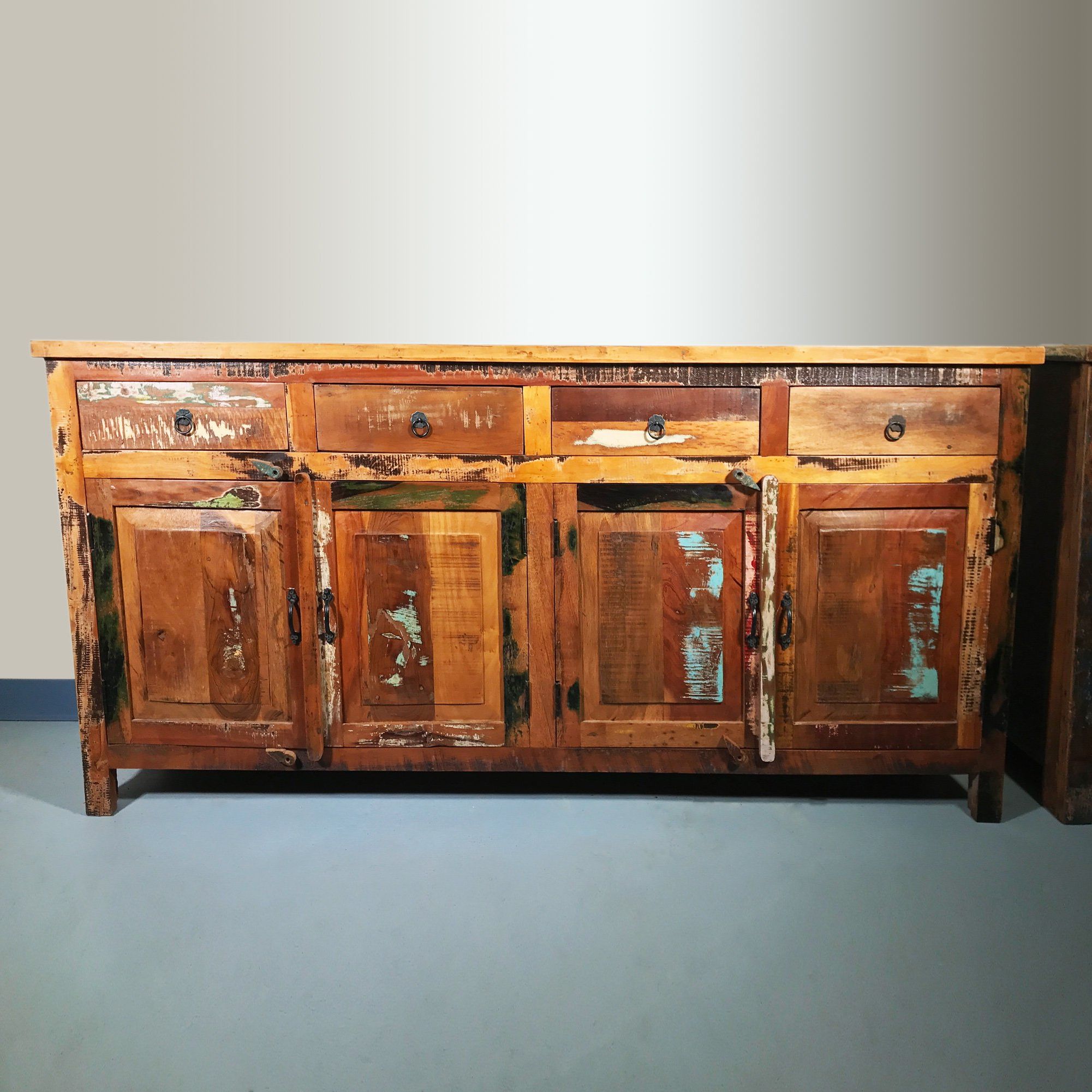 Preferred Rustic Reclaimed Wooden Buffet Sideboard With 4 Drawers 72 Within Nahant 36" Wide 4 Drawer Sideboards (View 16 of 20)