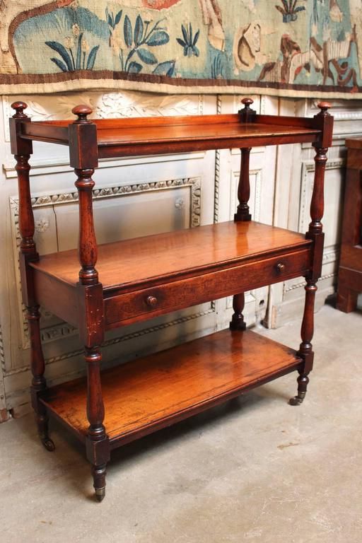 Preferred Small Scale English Mahogany Three Tiered Trolley At 1stdibs Inside Fagaras  (View 10 of 20)