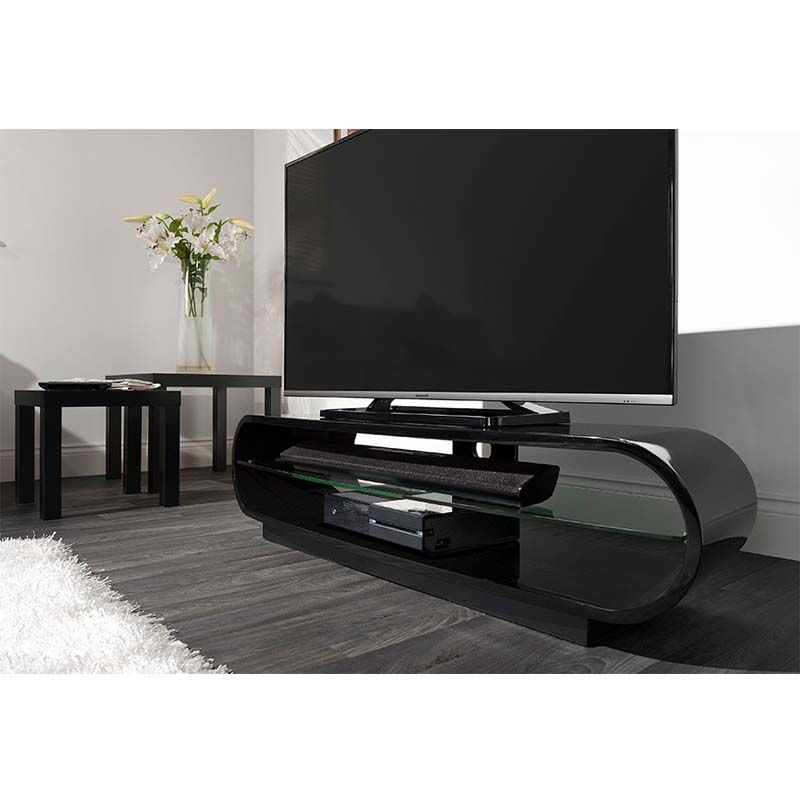 Preferred Techlink Ovid Curve 65 Inch Tv Stand (gloss Black) Ovc130b Regarding Argus Tv Stands For Tvs Up To 65" (View 20 of 20)