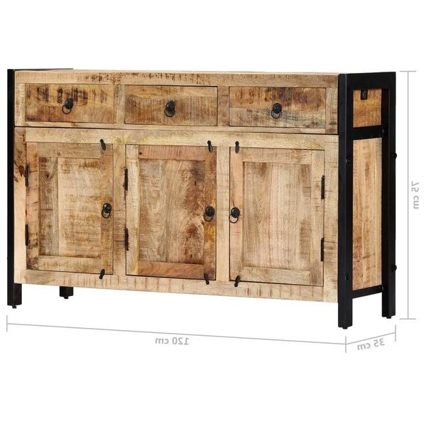 Preferred Union Rustic Tunnell 13.8" Wide 3 Drawer Mango Wood Buffet With Fessler  (View 20 of 20)