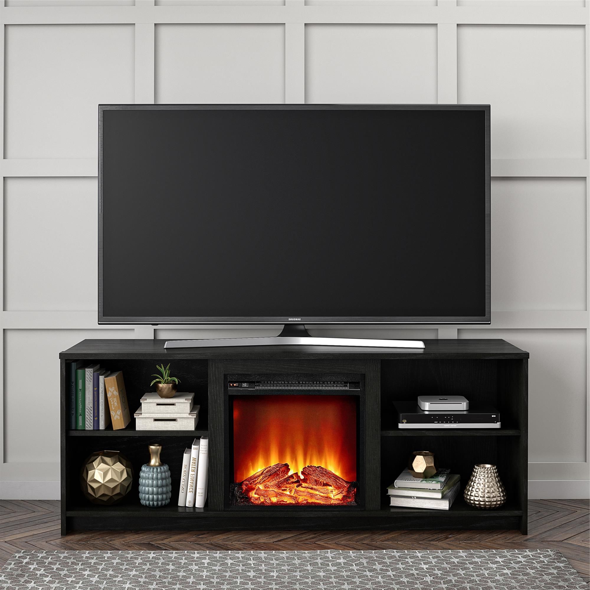 Recent Mainstays Fireplace Tv Stand For Tvs Up To 65", Black Oak Intended For Adalberto Tv Stands For Tvs Up To 65" (View 1 of 20)