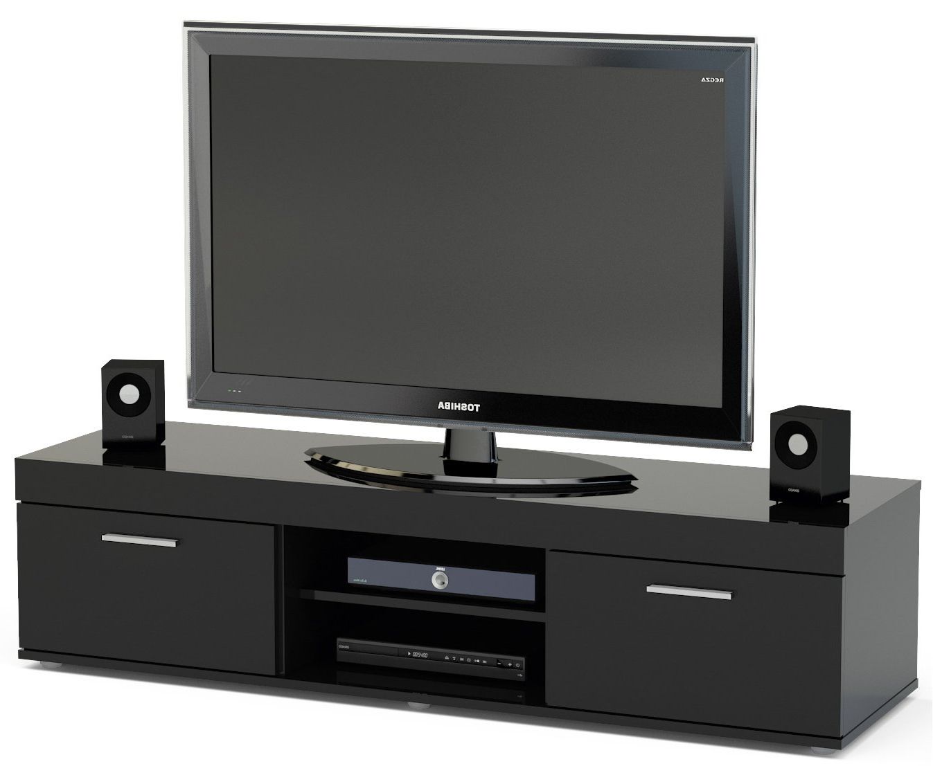 Tnw Carnaby Black Tv Stand Unit For Tvs Up To 65 Inch For Fashionable Dallas Tv Stands For Tvs Up To 65" (View 14 of 20)