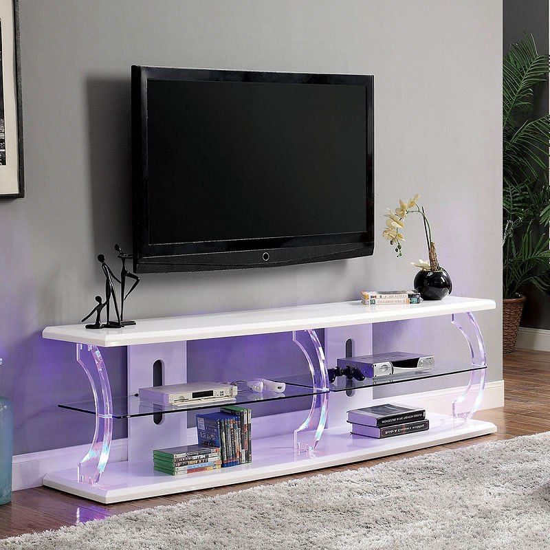 Trendy Ernst 60 Inch Tv Stand W/ Led Lights (white) – 1stopbedrooms (View 18 of 20)