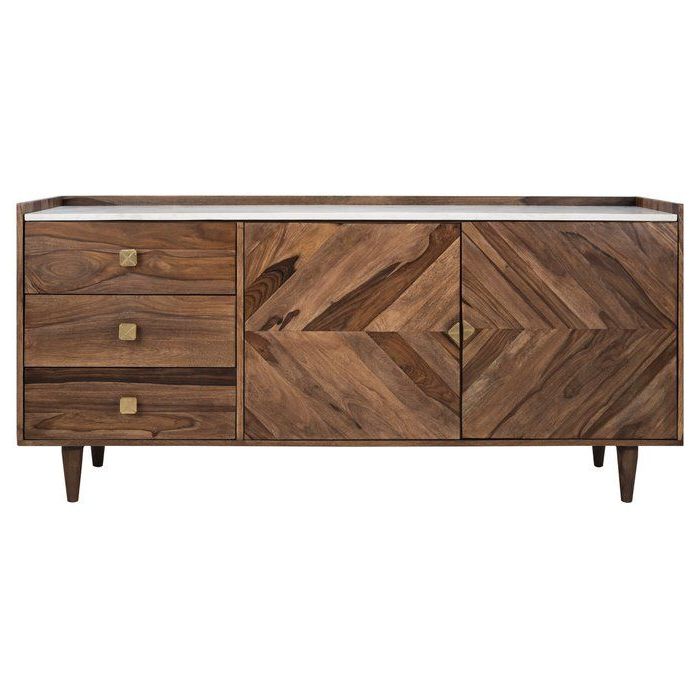 Well Liked Cora Rose 62.9" Wide 3 Drawer Acacia Wood Sideboards Within Cora Rose  (View 13 of 20)