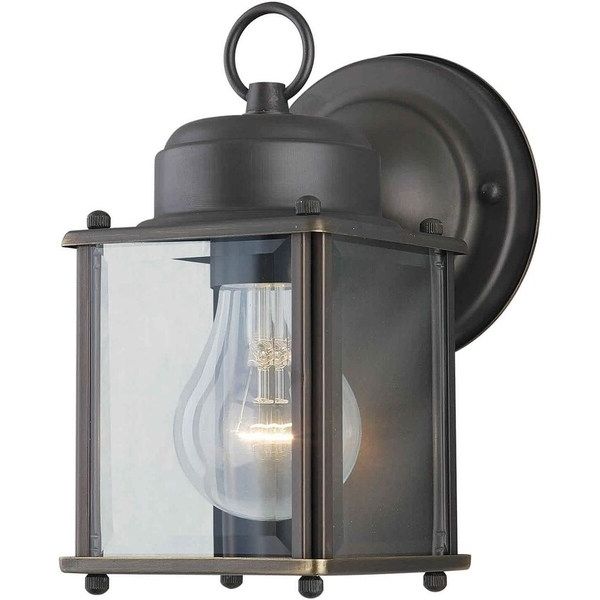 2018 Heinemann Rubbed Bronze Seeded Glass Outdoor Wall Lanterns Inside 1 Light Royal Bronze Outdoor Wall Lantern With Clear (View 3 of 20)