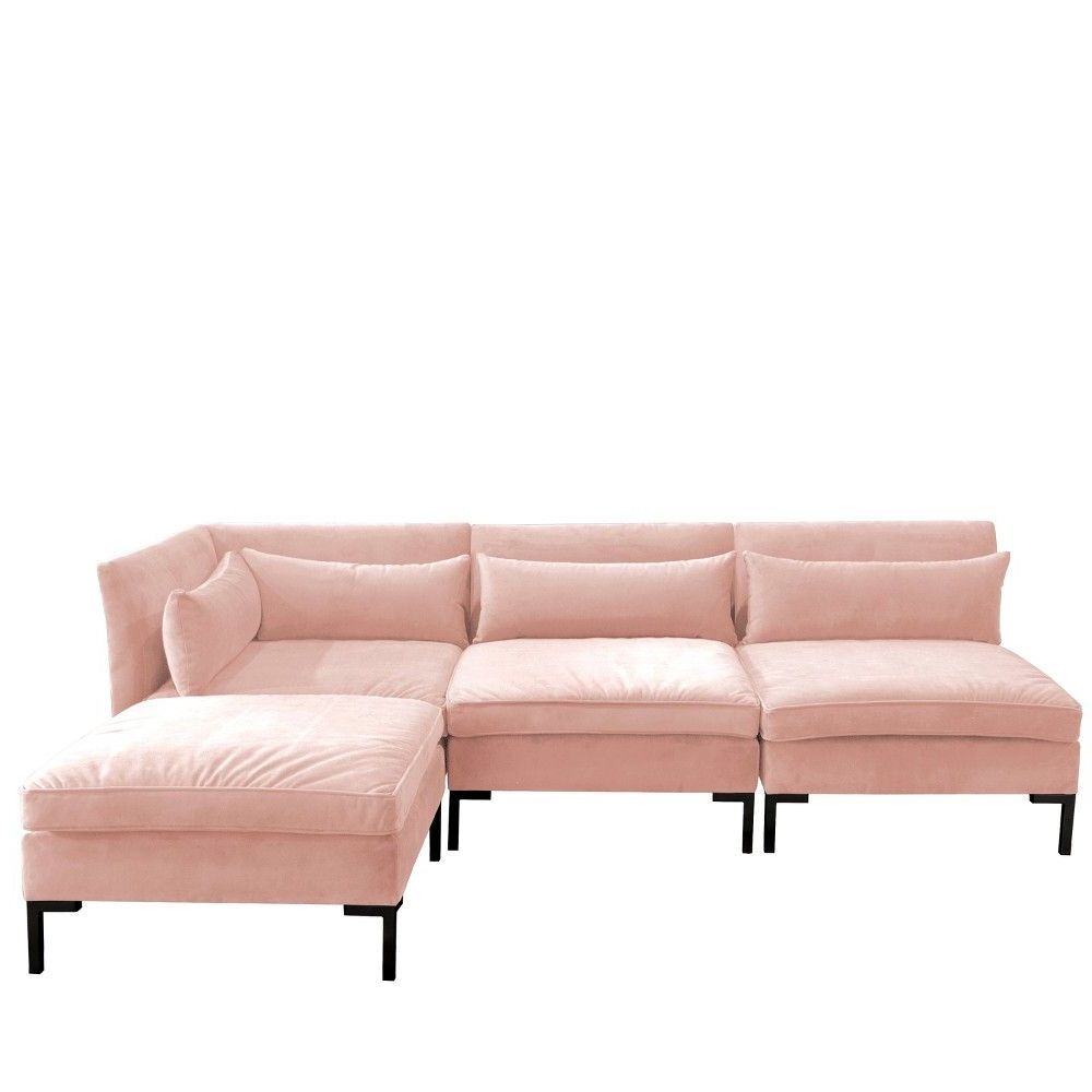 4pc Alexis Sectional With Black Metal Y Legs Blush Velvet Inside Most Popular 4pc Alexis Sectional Sofas With Silver Metal Y Legs (View 1 of 20)