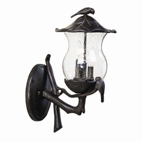Avian Black Coral Three Light Outdoor Wall Mount With Regarding Most Current Clarisa Seeded Glass Outdoor Barn Lights With Dusk To Dawn (View 11 of 20)