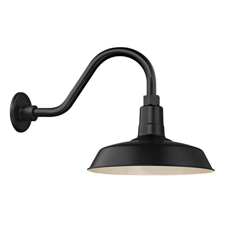 Black Gooseneck Barn Light With 12 Inch Shade At Intended For Most Popular Leslie Black Outdoor Barn Lights (View 6 of 20)