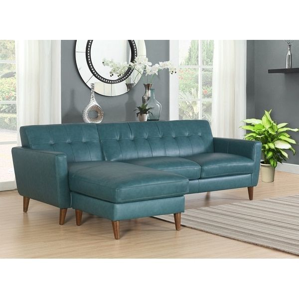 Bloutop Upholstered Sectional Sofas Pertaining To Most Current Divani Casa Hobart Modern Blue Leather Sectional Sofa Best (View 1 of 20)