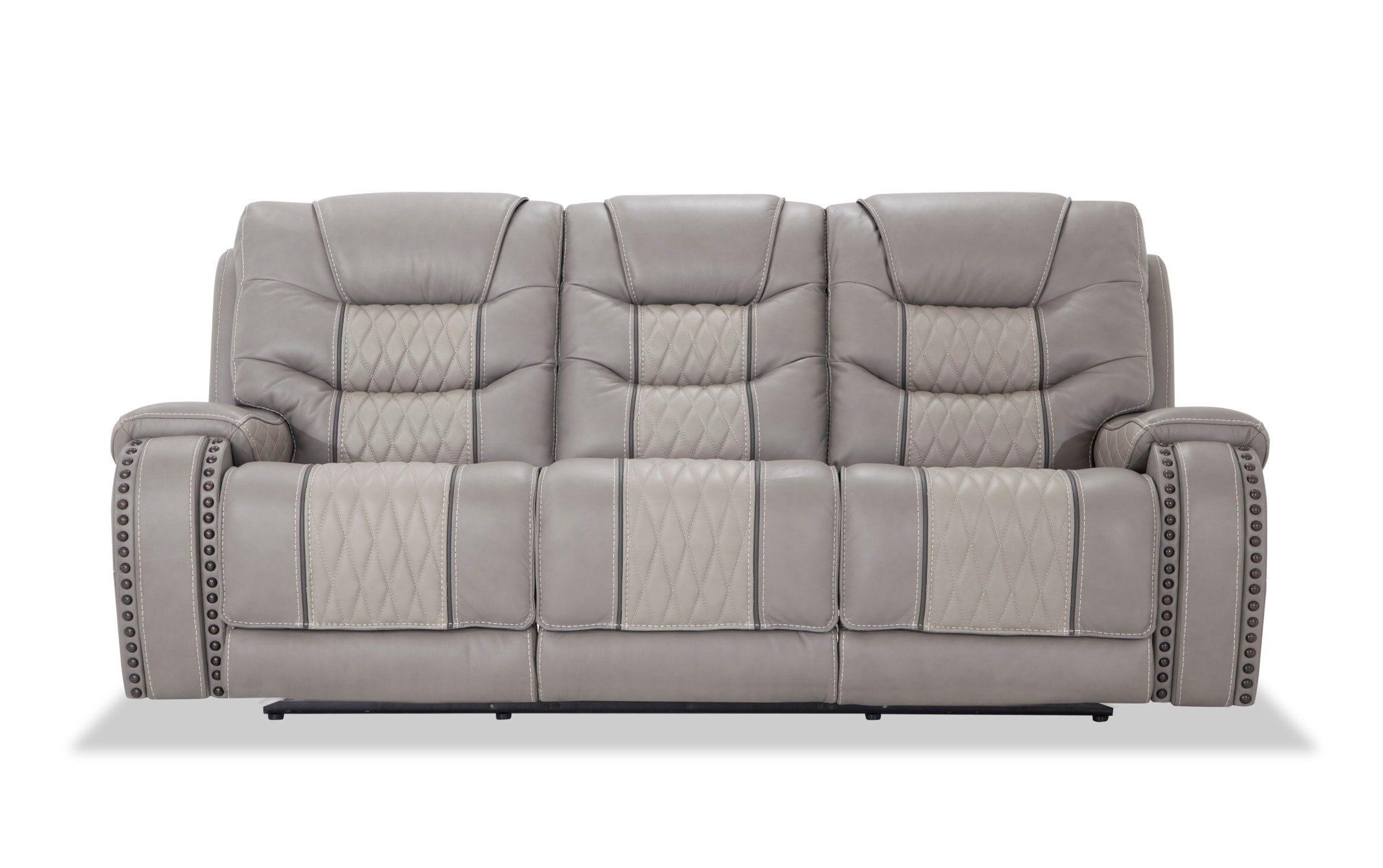 Bobs Furniture Leather Sofa : Trailblazer Gray Leather For Most Recent Trailblazer Gray Leather Power Reclining Sofas (View 3 of 20)