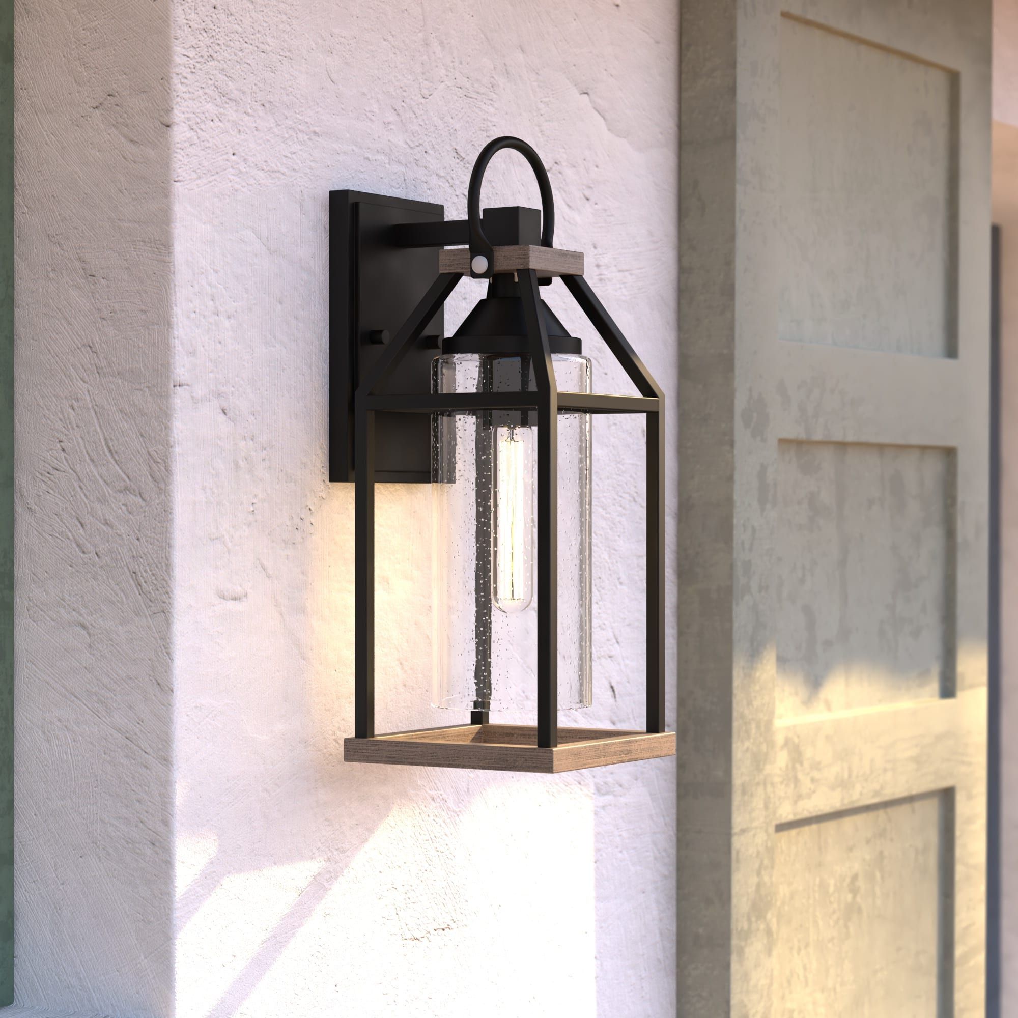 Brook Black Seeded Glass Outdoor Wall Lanterns With Dusk To Dawn Throughout Current Napier 6.25 In (View 5 of 20)