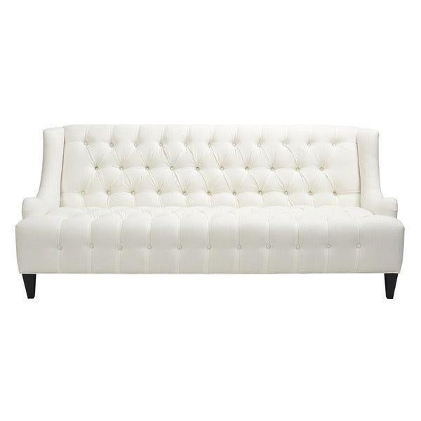 Camila Poly Blend Sectional Sofas Off White Intended For Best And Newest Jennifer Taylor Sabrina White Linen Tufted Fabric Sofa (View 7 of 20)