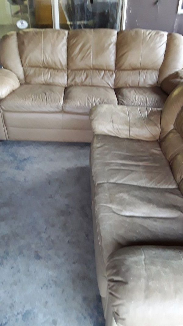 Celine Sectional Futon Sofas With Storage Camel Faux Leather Regarding Well Known Leather Couch & Love Seat (View 19 of 20)