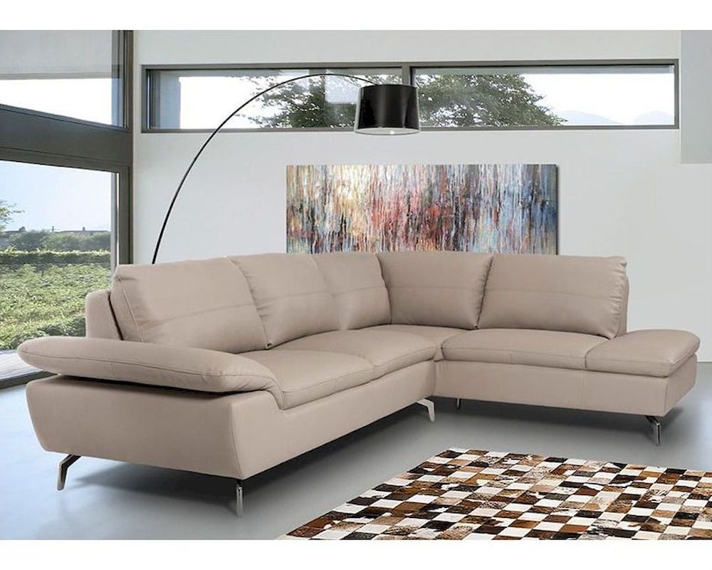 Contemporary Sectional Sofa In Grey Leather 44l5990 Intended For Popular Ludovic Contemporary Sofas Light Gray (View 2 of 20)