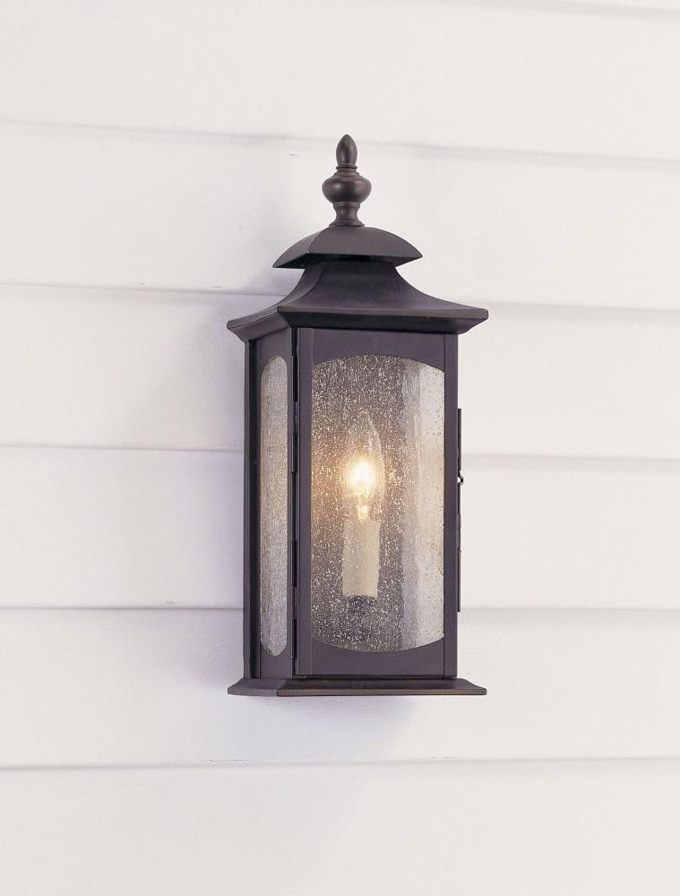 Current Feiss One Light Oil Rubbed Bronze Clear Seeded Glass Wall For Heinemann Rubbed Bronze Seeded Glass Outdoor Wall Lanterns (View 18 of 20)