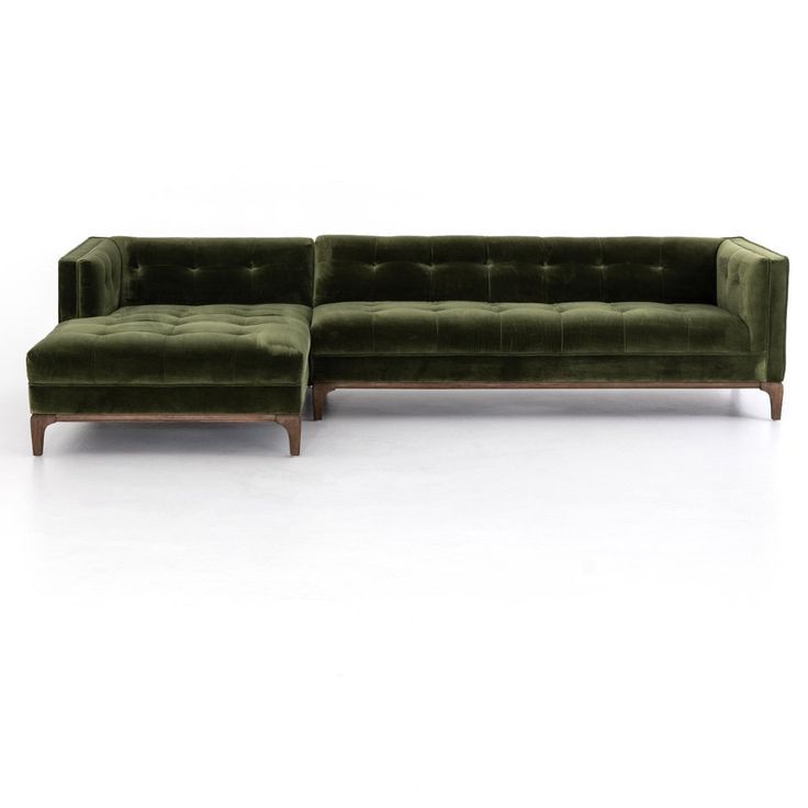 Dylan Modern Olive Green Velvet Tufted Sectional Sofa With Regard To Best And Newest Florence Mid Century Modern Velvet Right Sectional Sofas (View 17 of 20)