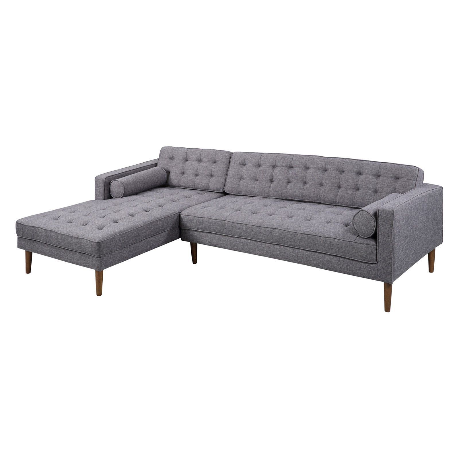 Element Left Side Chaise Sectional Sofas In Dark Gray Linen And Walnut Legs In Widely Used Armen Living Element Sectional Sofa With Chaise (View 10 of 20)