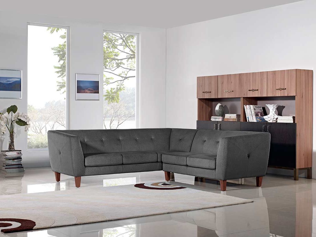 Fabric Sectional Sofas Within Ludovic Contemporary Sofas Light Gray (View 16 of 20)
