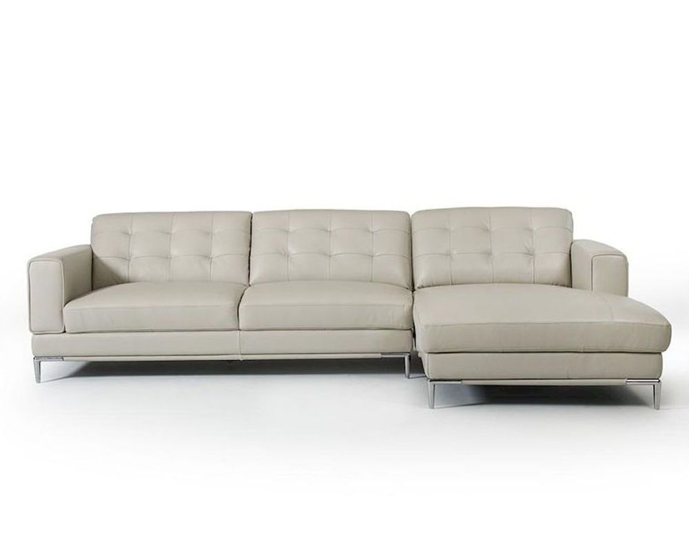 Famous Light Grey Leather Sectional Sofa In Contemporary Style With Regard To Ludovic Contemporary Sofas Light Gray (View 10 of 20)
