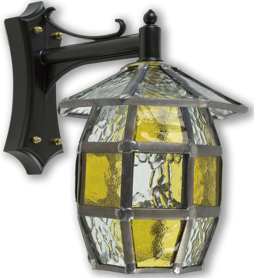 Fashionable Chicopee Beveled Glass Outdoor Wall Lanterns Inside Barrel Handmade Honey Amber Leaded Glass Outdoor Wall Lantern (View 1 of 20)