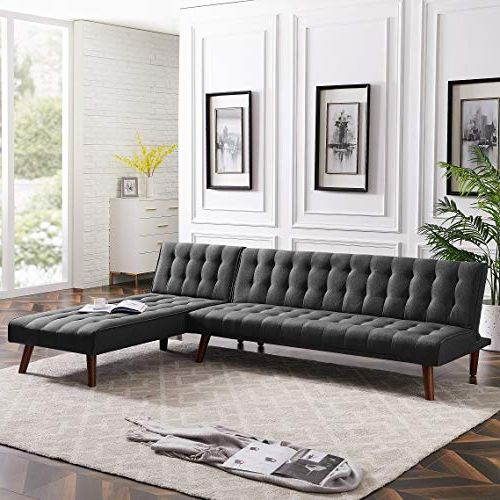 Fashionable Felton Modern Style Pullout Sleeper Sofas Black Regarding Rhomtree Reversible Section Sofa Couch Futon Sleeper (View 4 of 20)