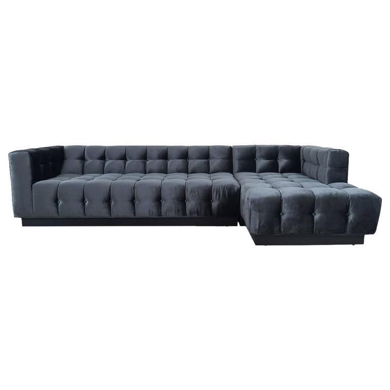 Fashionable Mid Century Modern Style Sectional And Chaise Tufted In Throughout Somerset Velvet Mid Century Modern Right Sectional Sofas (View 12 of 20)
