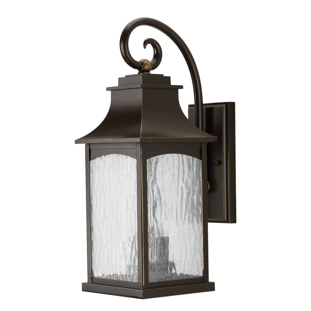 Heinemann Rubbed Bronze Seeded Glass Outdoor Wall Lanterns In Well Known Water Seeded Glass Outdoor Wall Light Oil Rubbed Bronze (View 7 of 20)