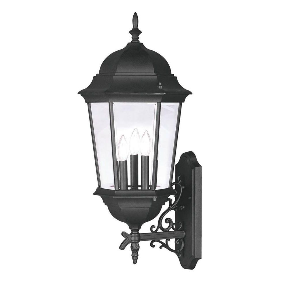 Livex Lighting Providence Wall Mount 3 Light Black Outdoor For Recent Roden Black 3 Bulb Outdoor Wall Lanterns (View 1 of 20)