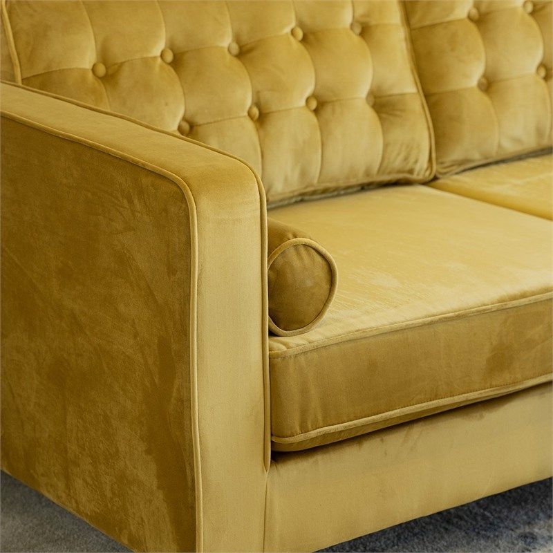 Mid Century Modern Owen Gold Velvet Sectional Sofa Left Intended For Fashionable Florence Mid Century Modern Velvet Left Sectional Sofas (View 19 of 20)