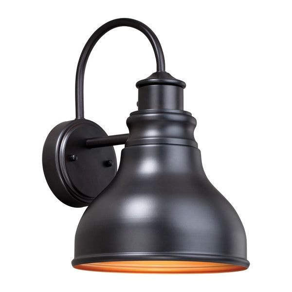 Most Recent Shop Delano Motion Sensor Bronze Farmhouse Barm Wall Light For Ranbir Oil Burnished Bronze Outdoor Wall Lanterns With Dusk To Dawn (View 3 of 20)