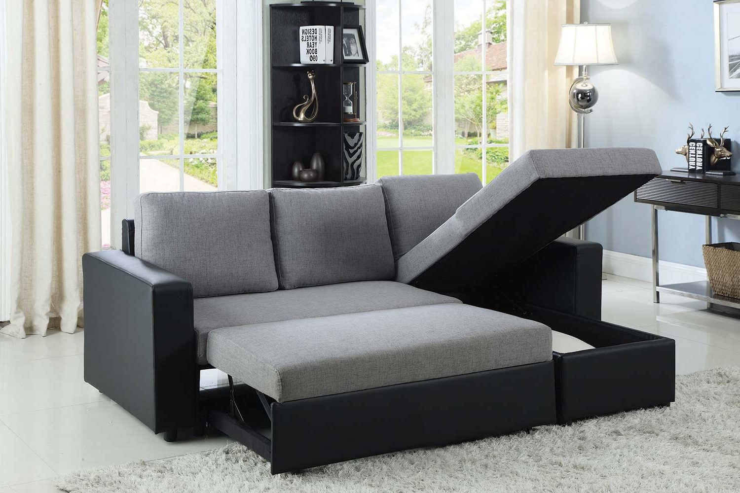 Newest Felton Modern Style Pullout Sleeper Sofas Black With Regard To Coaster Baylor Sectional Sofa – Grey/black 503929 At (View 3 of 20)