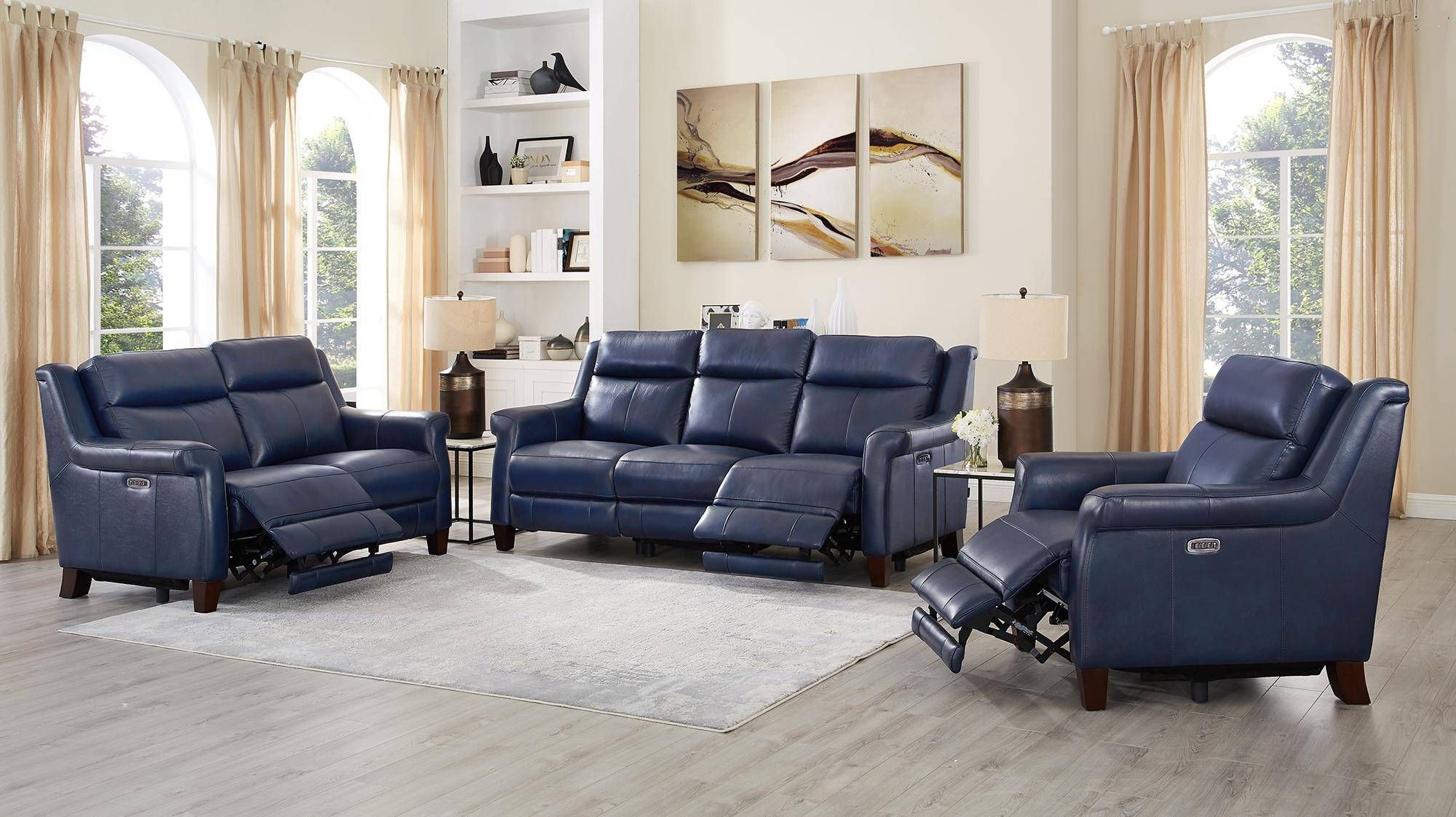 Nolan Leather Power Reclining Sofas Throughout Most Current Chatham Blue Genuine Leather Power Reclining Sofa Navona (View 18 of 20)