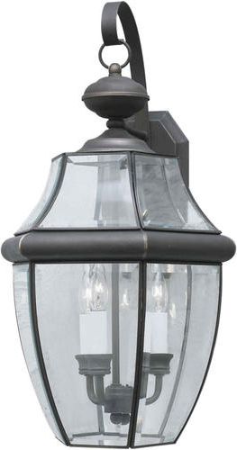 Photon 3 Light 23'' Royal Bronze Finish Incandescent In Most Current Gillian 3 – Bulb Beveled Glass Outdoor Wall Lanterns (View 8 of 20)