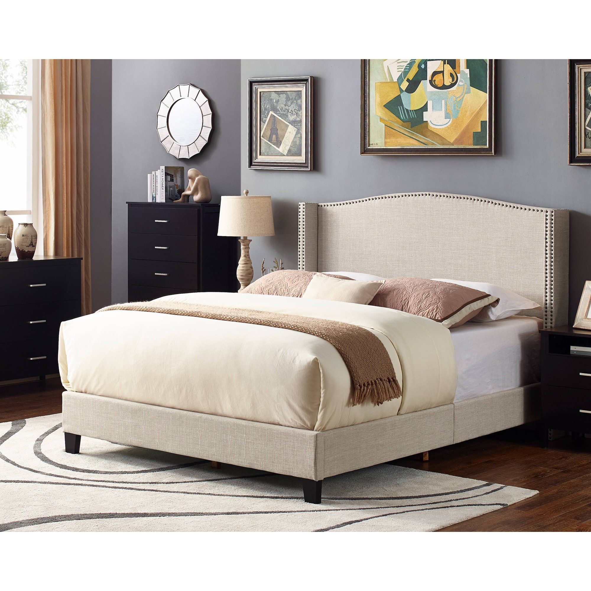 Popular Scarlett Upholstered Wingback Bed, Multiple Sizes And Inside Scarlett Blue Sofas (View 13 of 20)