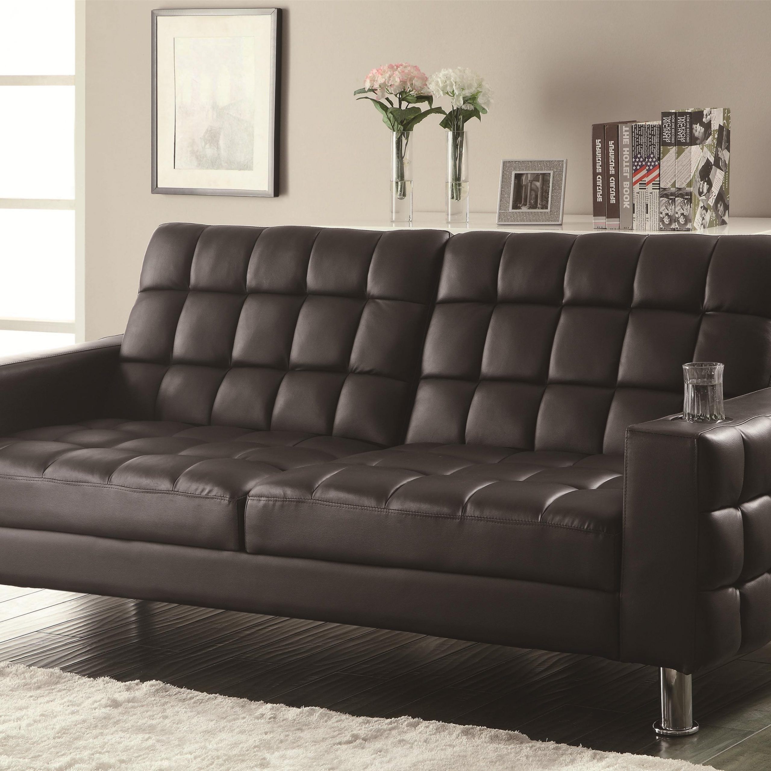 Prato Storage Sectional Futon Sofas For Popular Coaster Sofa Beds And Futons Adjustable Sofa Bed With Cup (View 7 of 20)