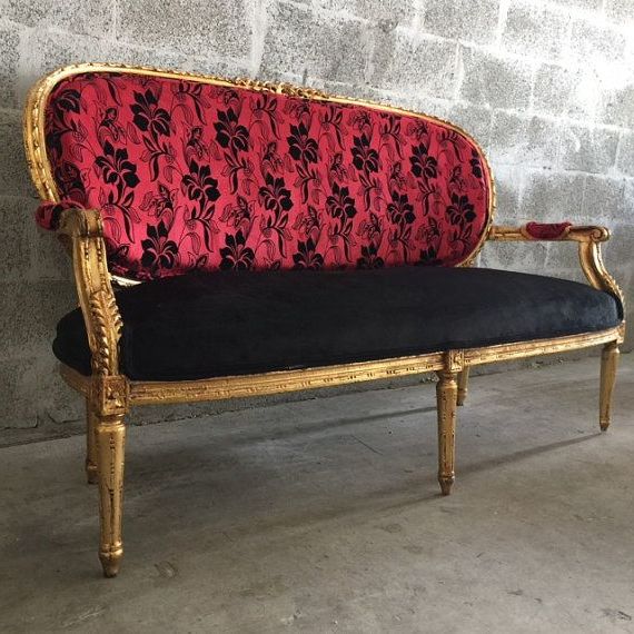 Preferred 4pc French Seamed Sectional Sofas Velvet Black Regarding Antique French Louis Xvi Settee Couch Sofa Lyon France (View 10 of 20)
