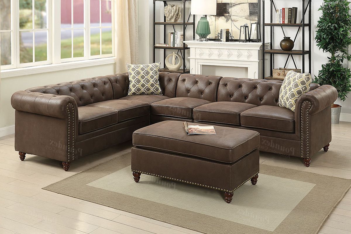Preferred Celine Sectional Futon Sofas With Storage Camel Faux Leather Throughout 4 Pcs Modular Sectional F6546 – Furniture Mattress Los (View 8 of 20)