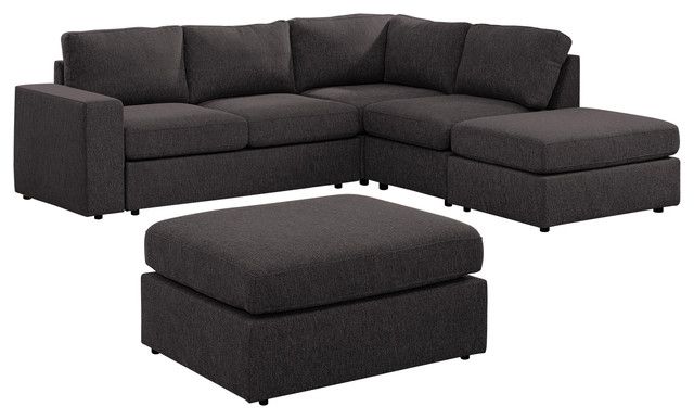 Recent Marta Modular Sectional Sofa With Ottoman In Dark Gray Regarding Element Left Side Chaise Sectional Sofas In Dark Gray Linen And Walnut Legs (View 15 of 20)