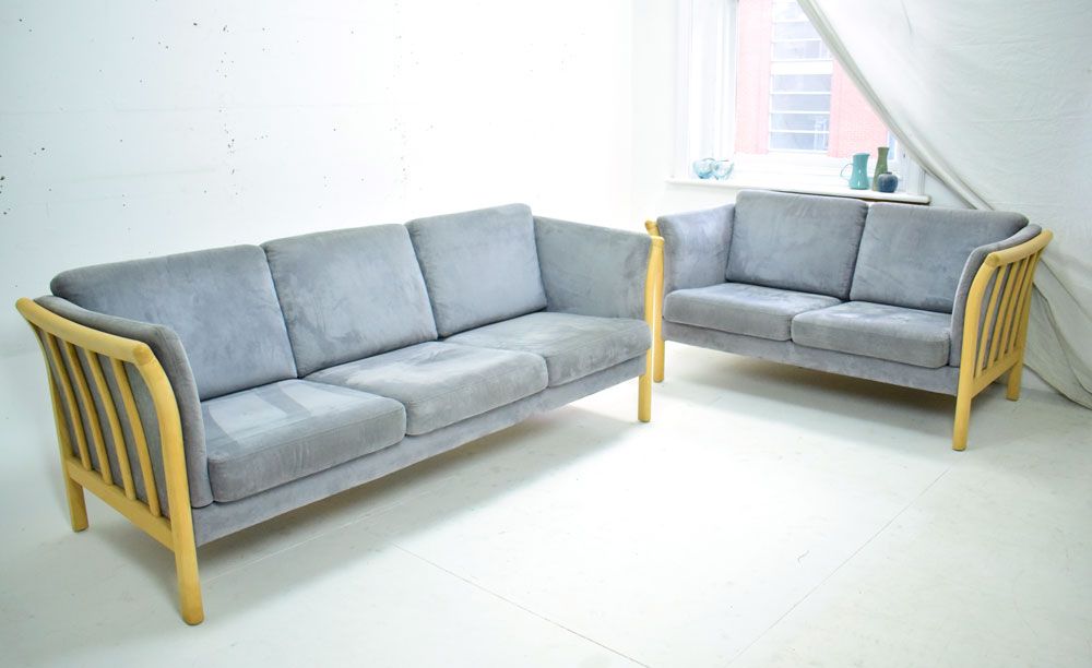 Skalma 3 Seat Blue/grey Fabric Sofa (View 16 of 20)