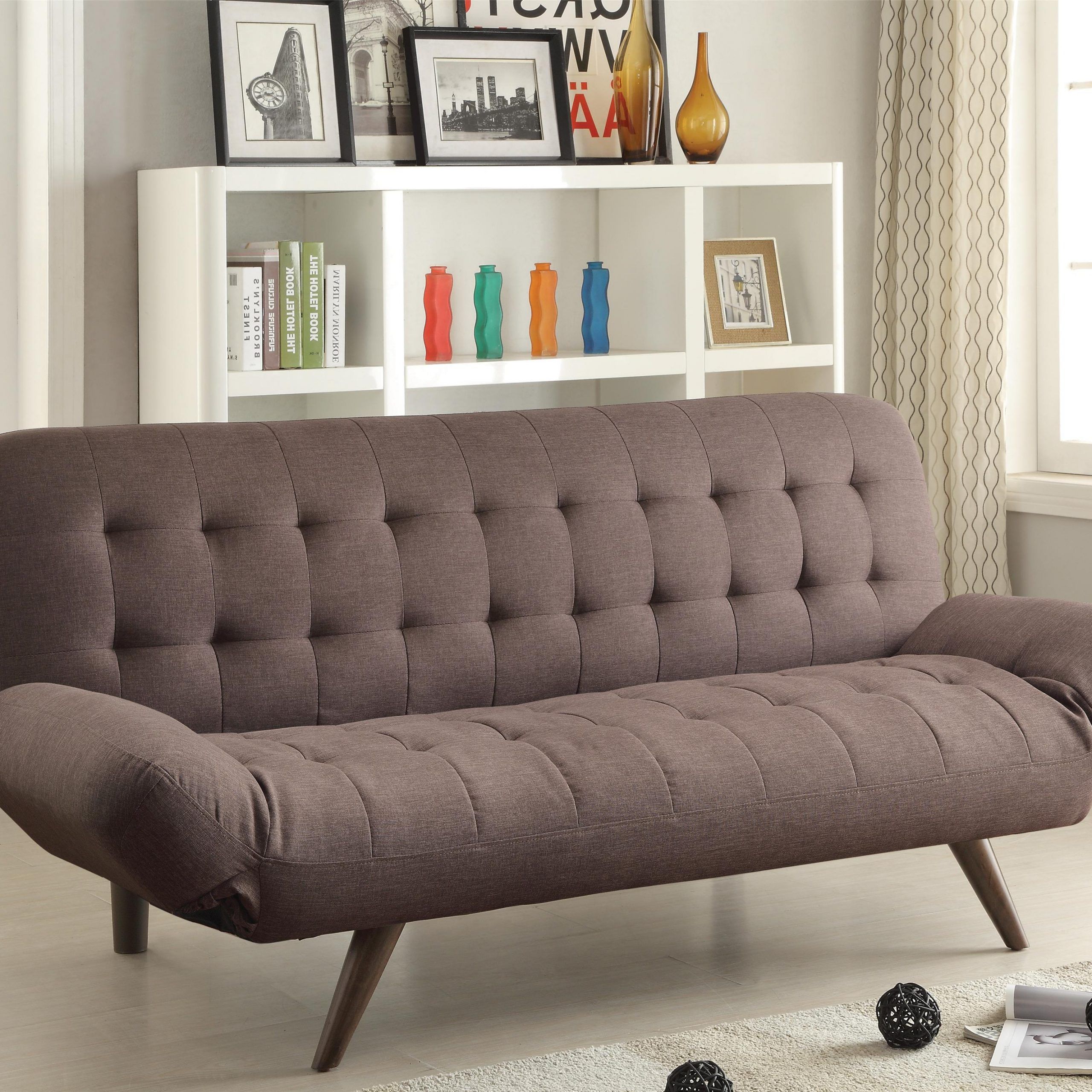 Sofa Beds And Futons Retro Modern Sofa Bed With Tufting Regarding Most Popular Easton Small Space Sectional Futon Sofas (View 8 of 20)