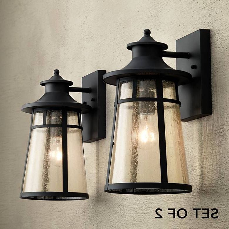 Trendy Clement 15" High Black Outdoor Wall Lights Set Of 2 Within Binegar Matte Black Outdoor Wall Lanterns (View 10 of 20)