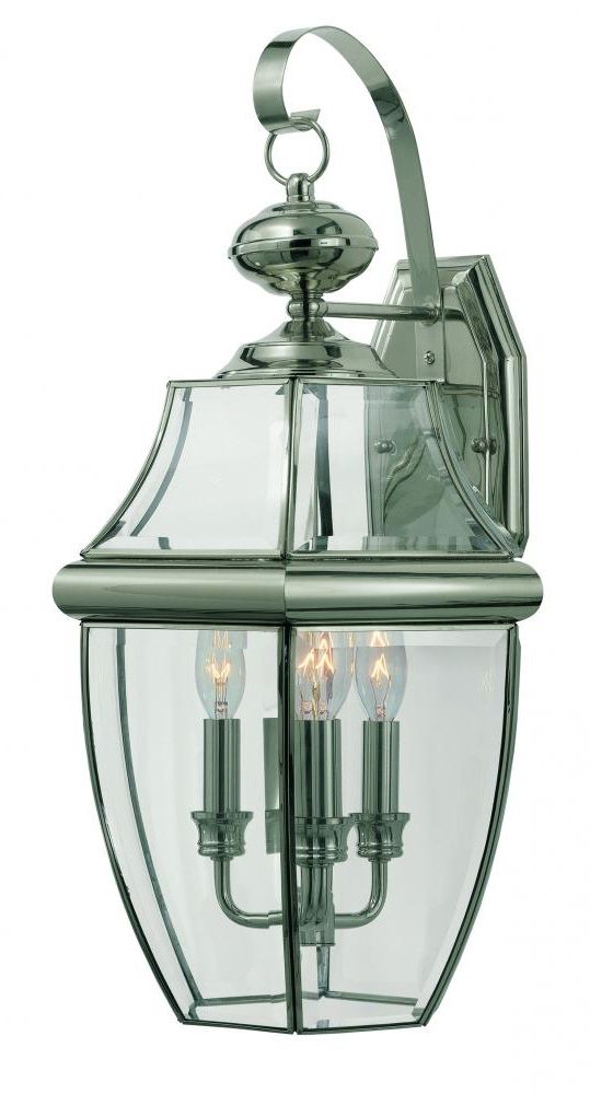 Trendy Three Light Black Clear Beveled, Curved Glass Wall Lantern Inside Gillian 3 – Bulb Beveled Glass Outdoor Wall Lanterns (View 6 of 20)