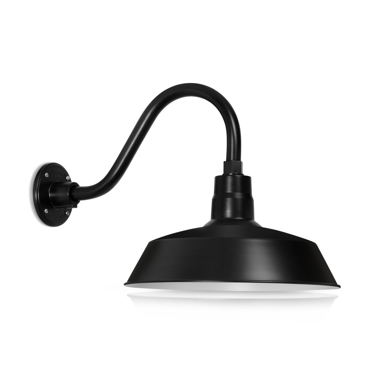Well Known 14" Black Rlm Barn Light Shade With Gooseneck Arm (View 7 of 20)