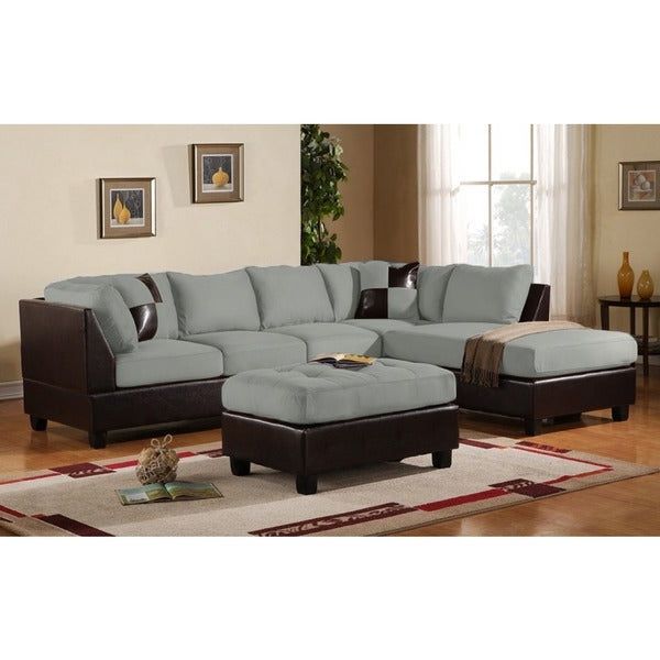 Well Known 2pc Luxurious And Plush Corduroy Sectional Sofas Brown Intended For 3 Piece Modern Soft Reversible Grey Microfiber And Faux (View 7 of 20)