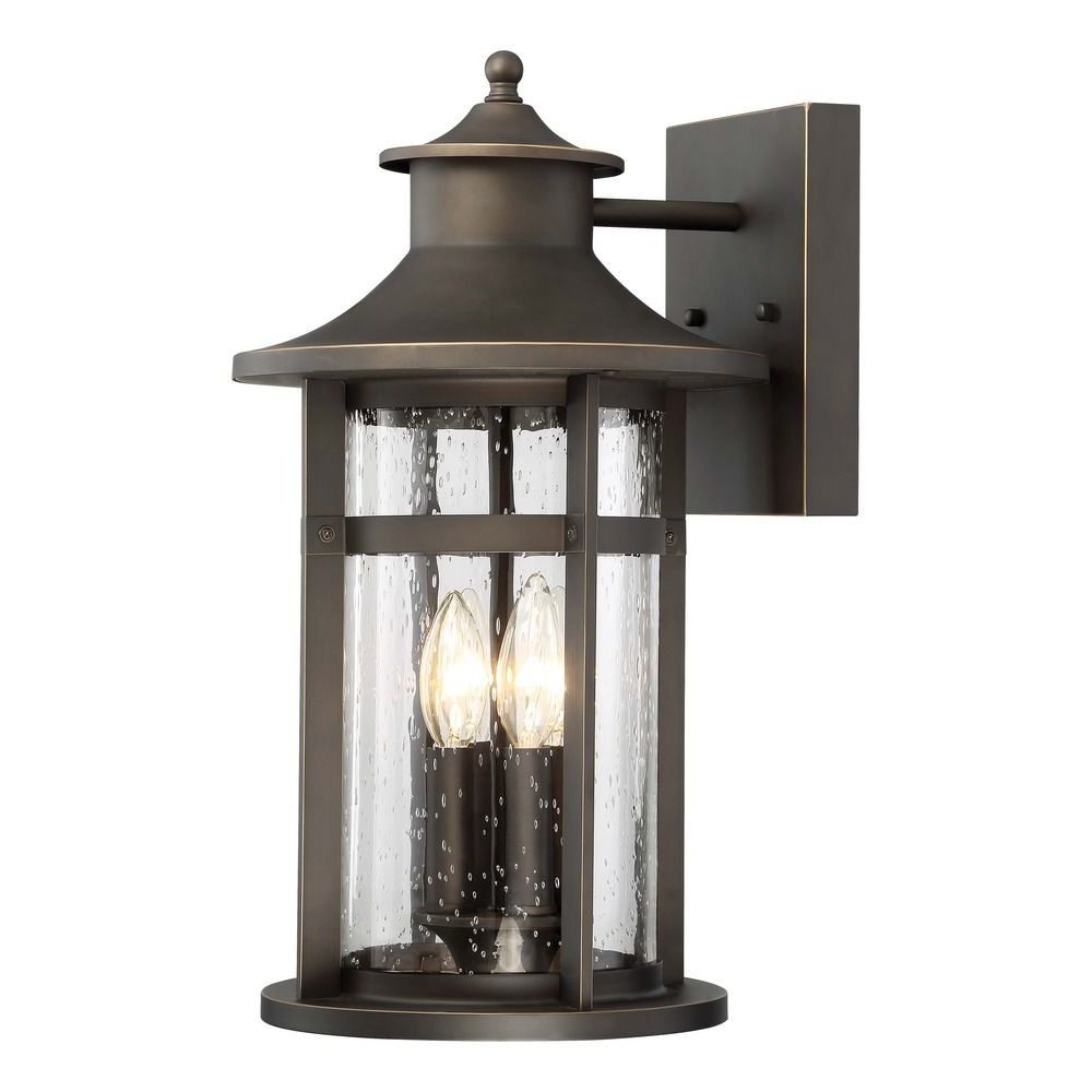 Well Known Seeded Glass Outdoor Wall Light Oil Rubbed Bronze W/ Gold Pertaining To Heinemann Rubbed Bronze Seeded Glass Outdoor Wall Lanterns (View 9 of 20)