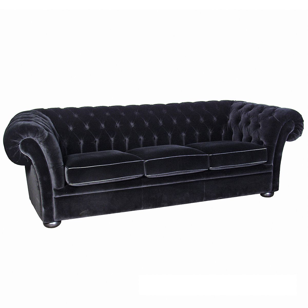 Well Liked 4pc French Seamed Sectional Sofas Velvet Black Inside 2 Seater: W190 X D90 X H75cm 3 Seater: W245 X D90 X H75cm (View 5 of 20)