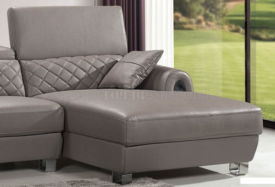 Well Liked Light Grey Full Italian Leather Modern Sectional Sofa Pertaining To 2pc Crowningshield Contemporary Chaise Sofas Light Gray (View 14 of 20)