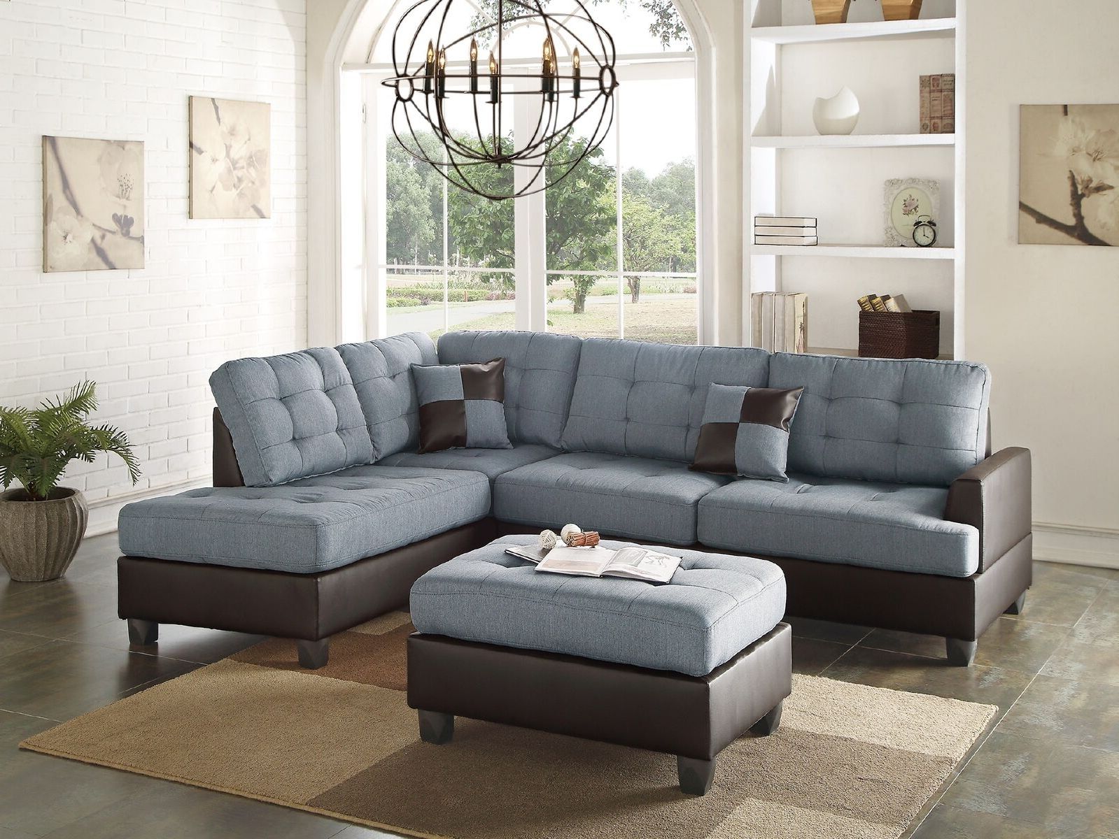 Well Liked Mathew Sectional Sofa Set Contemporary Grey Linen Like Throughout Ludovic Contemporary Sofas Light Gray (View 1 of 20)