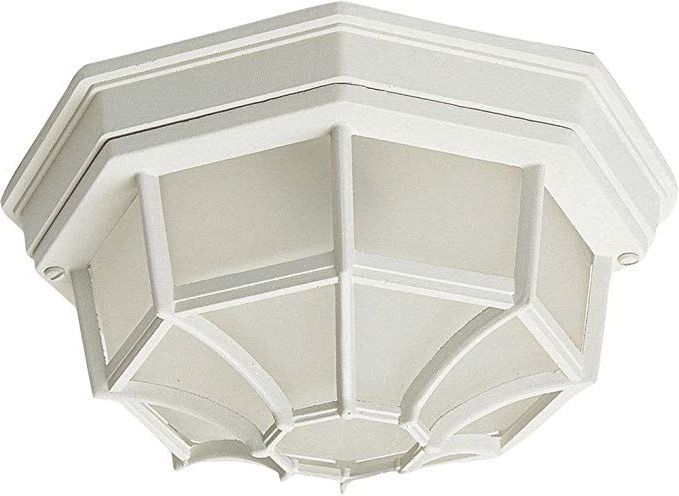Whisnant Black Integrated Led Frosted Glass Outdoor Flush Mount Within 2019 Maxim 1020wt Crown Hill 2 Light Outdoor Ceiling Mount (View 5 of 20)